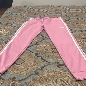 adidas Pink Joggers with White Side Stripes